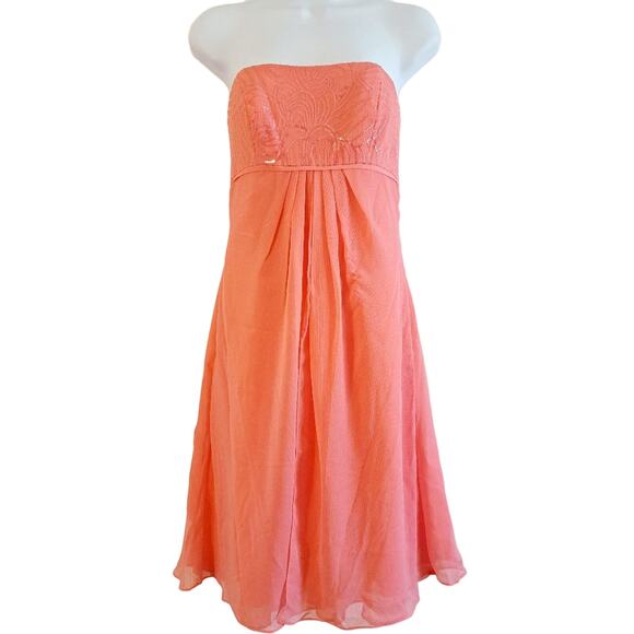 David's Bridal Sequin Strapless Chiffon Dress - Picture 1 of 9